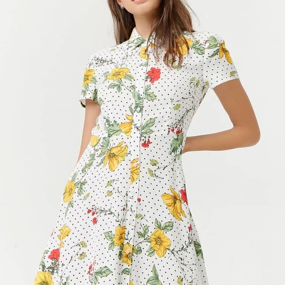 Floral and polka dotted dress